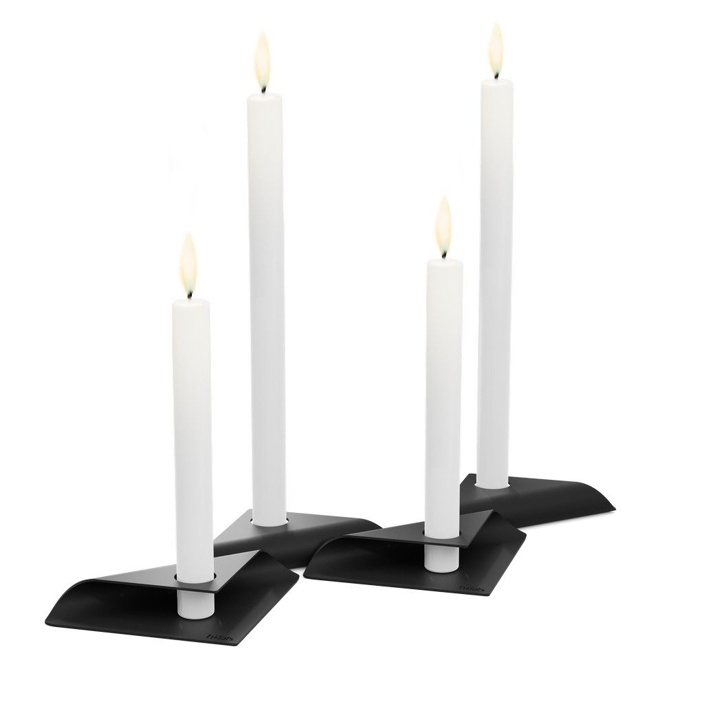 Kandelaar SQUARE CANDLE, set van 4 stuks, zwart, Höfats