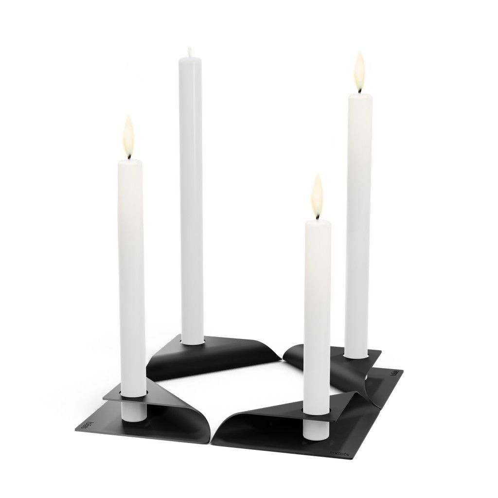 Kandelaar SQUARE CANDLE, set van 4 stuks, zwart, Höfats