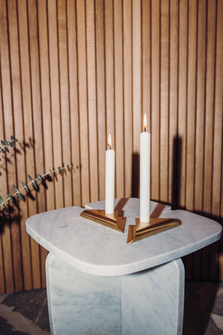 Kandelaar SQUARE CANDLE, set van 4 stuks, goud, Höfats