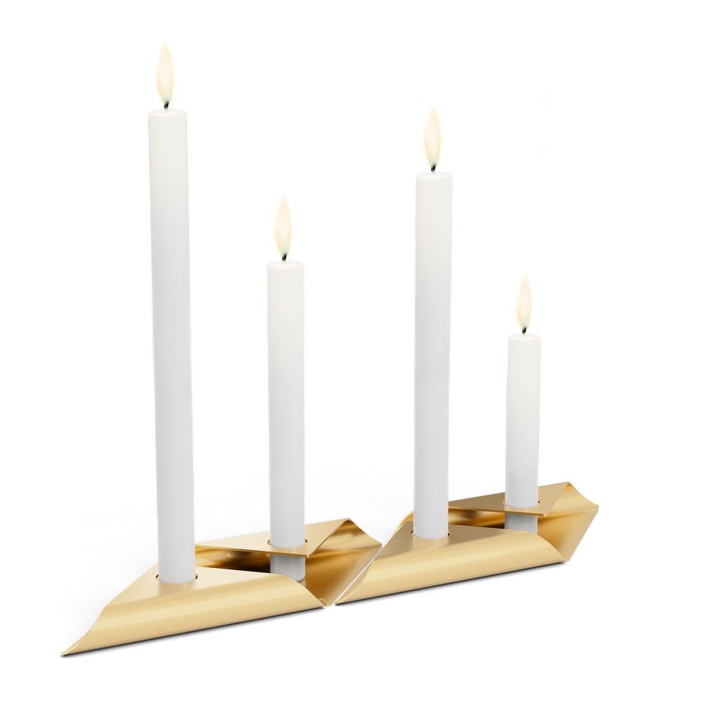 Kandelaar SQUARE CANDLE, set van 4 stuks, goud, Höfats