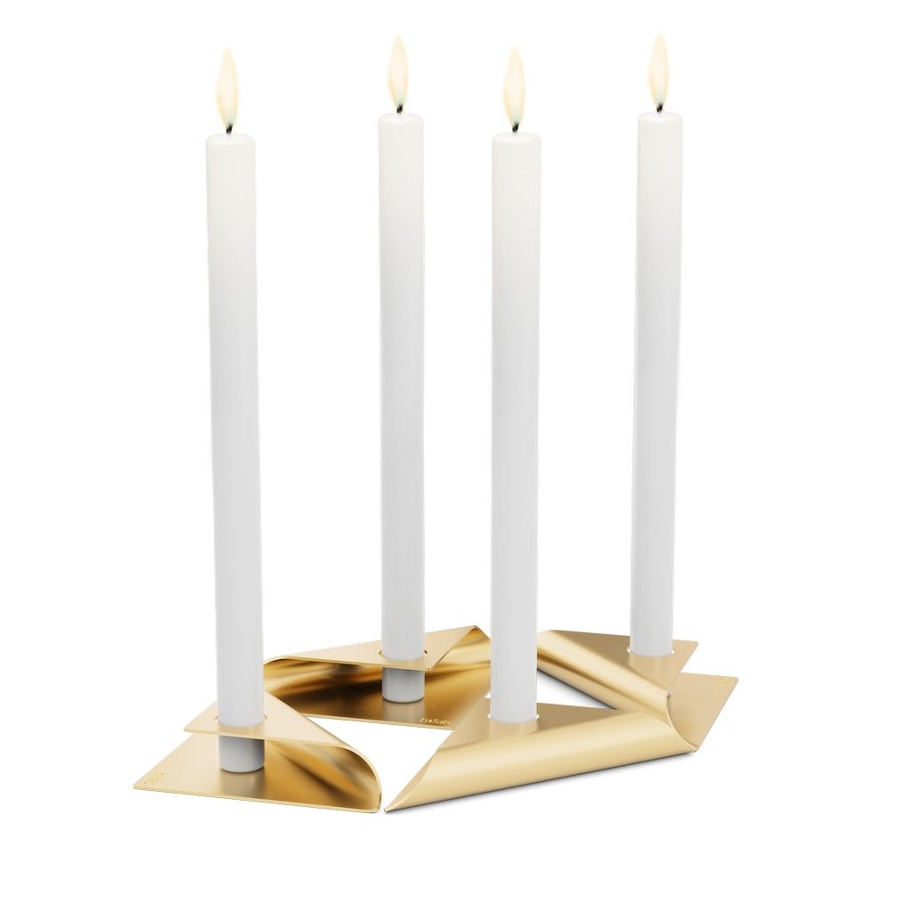 Kandelaar SQUARE CANDLE, set van 4 stuks, goud, Höfats