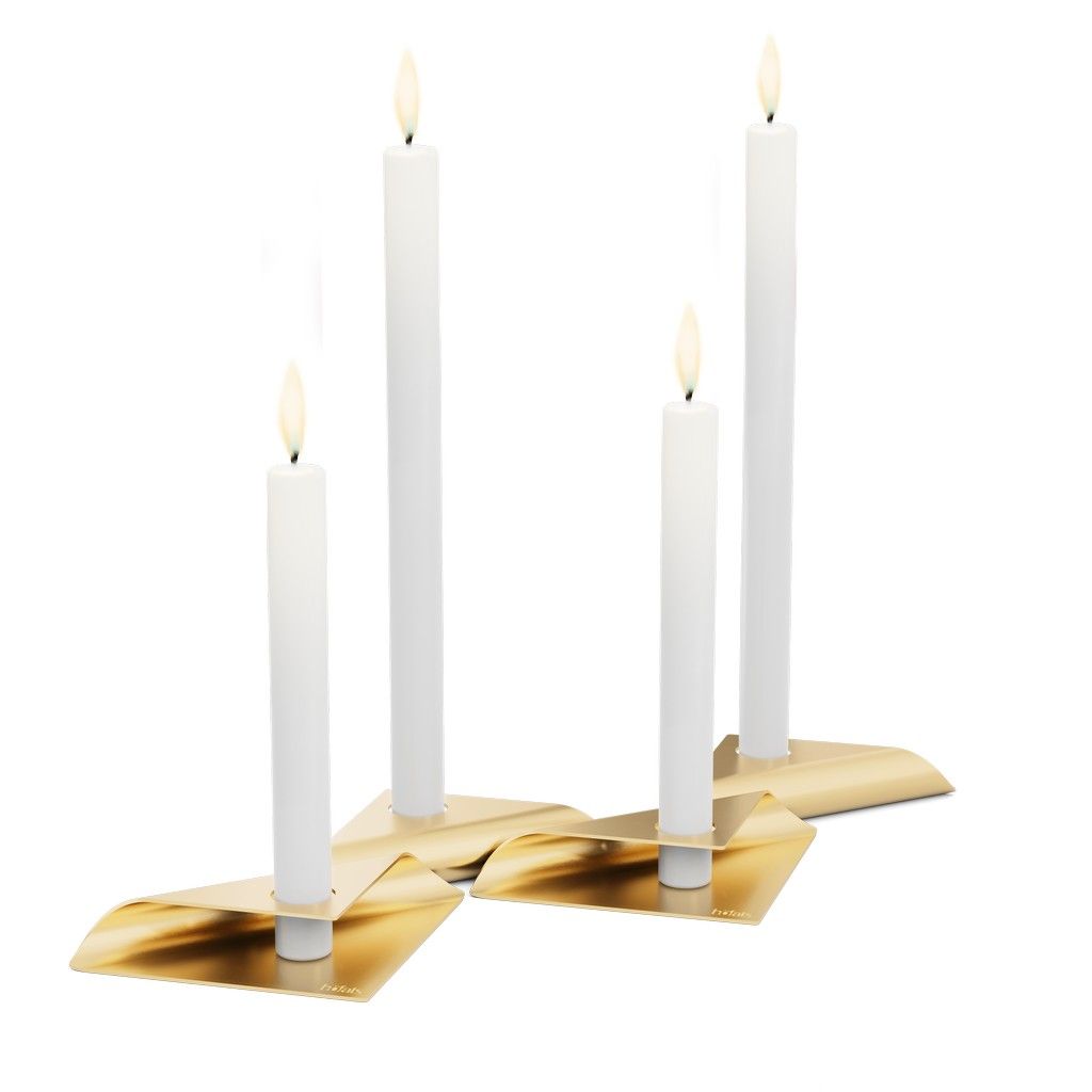 Kandelaar SQUARE CANDLE, set van 4 stuks, goud, Höfats