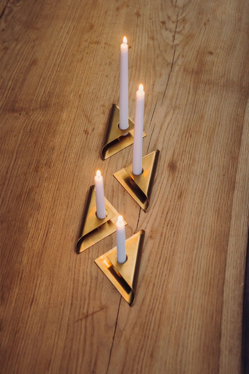 Kandelaar SQUARE CANDLE, set van 4 stuks, goud, Höfats