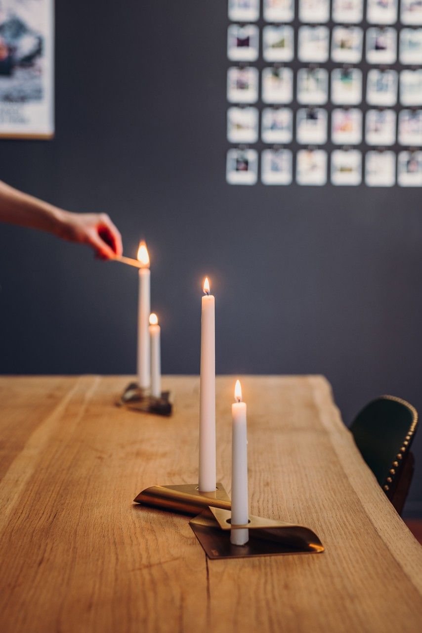 Kandelaar SQUARE CANDLE, set van 4 stuks, goud, Höfats