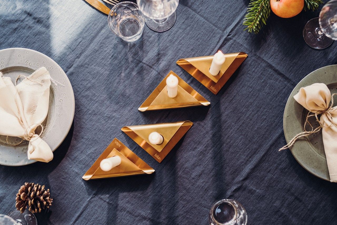 Kandelaar SQUARE CANDLE, set van 4 stuks, goud, Höfats