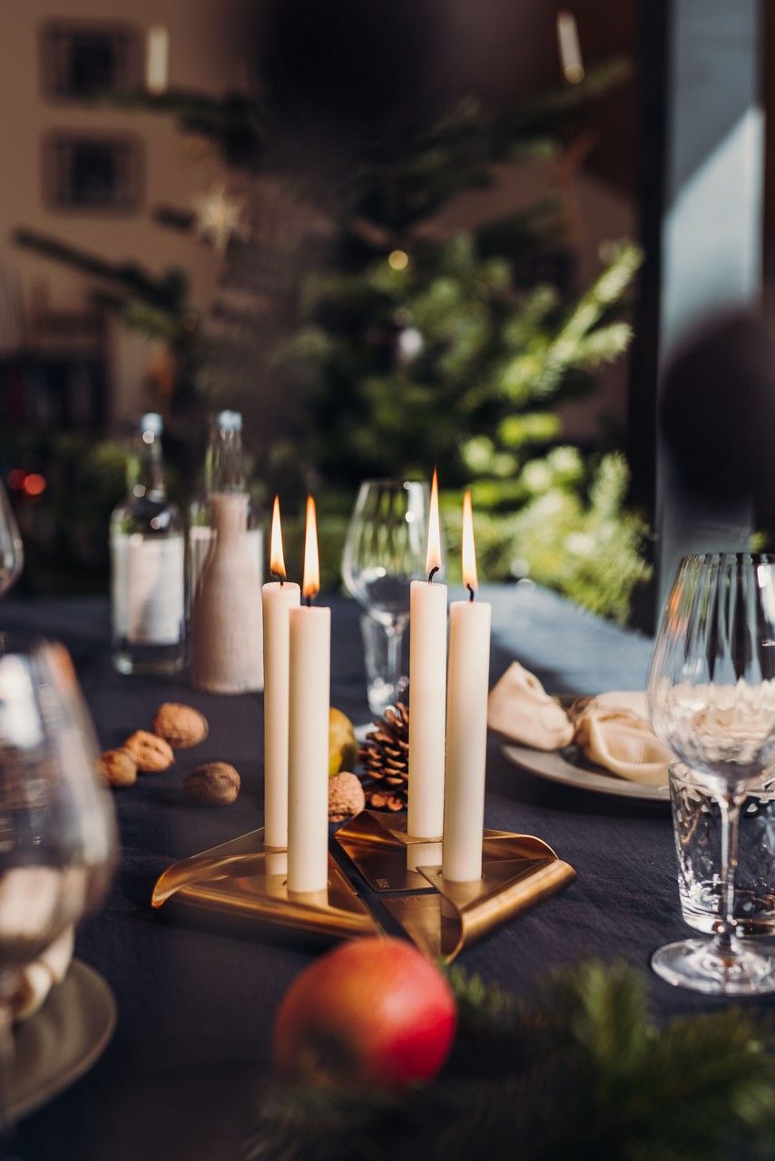 Kandelaar SQUARE CANDLE, set van 4 stuks, goud, Höfats