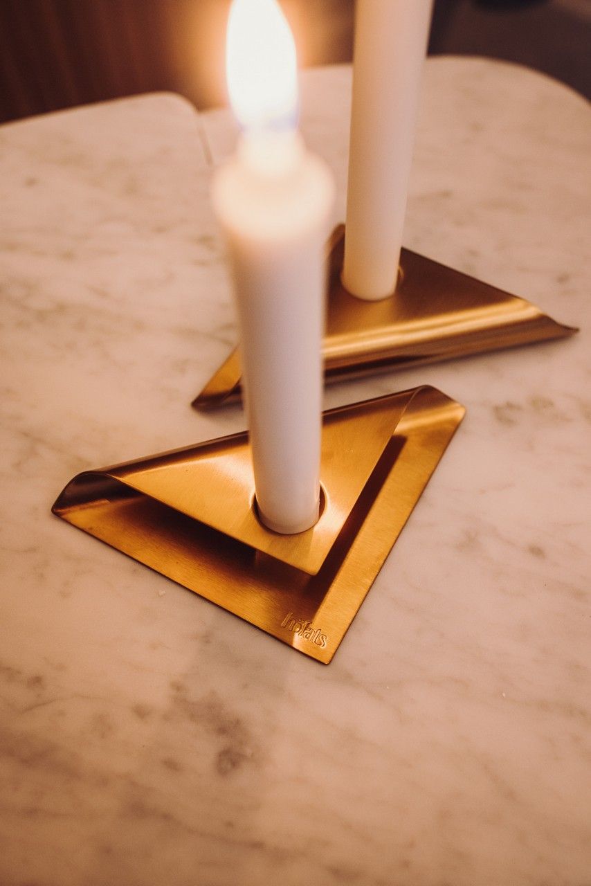 Kandelaar SQUARE CANDLE, set van 4 stuks, goud, Höfats