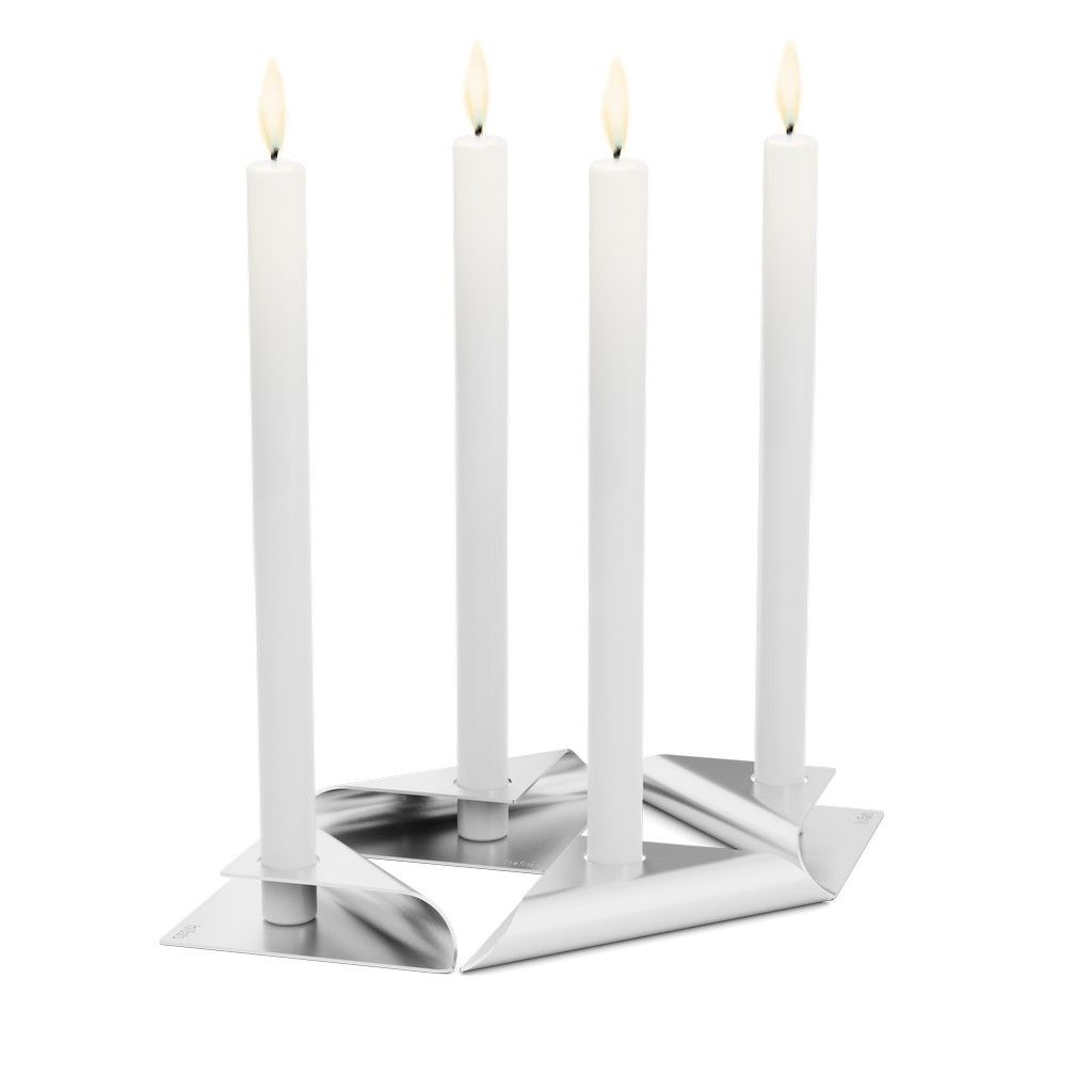 Kandelaar SQUARE CANDLE, set van 4 stuks, roestvrij staal, Höfats