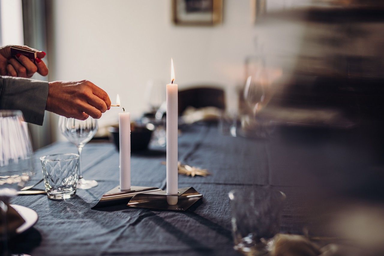 Kandelaar SQUARE CANDLE, set van 4 stuks, roestvrij staal, Höfats