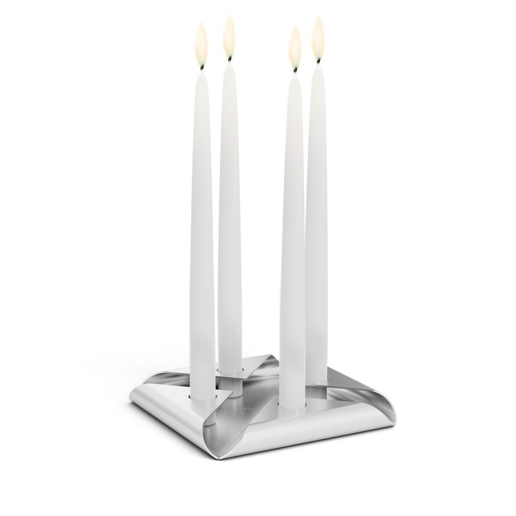 Kandelaar SQUARE CANDLE, set van 4 stuks, roestvrij staal, Höfats