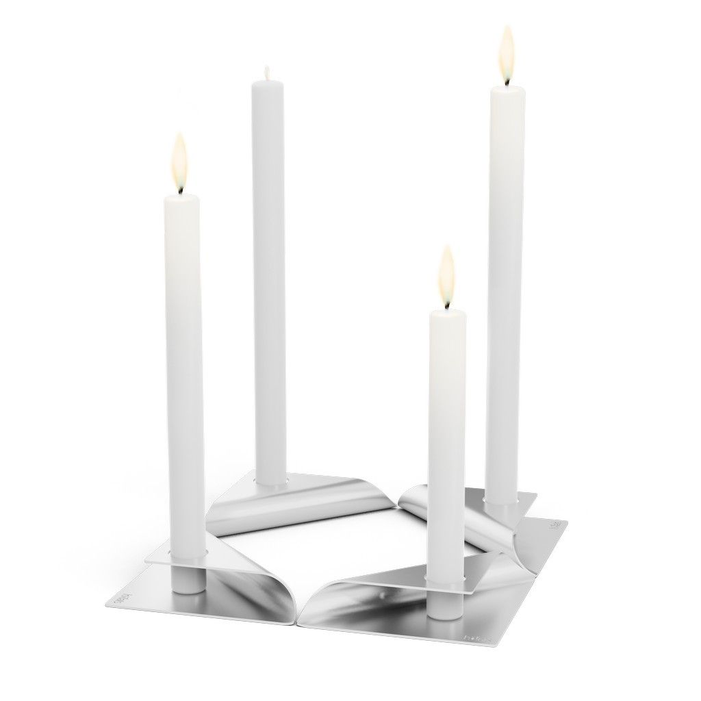 Kandelaar SQUARE CANDLE, set van 4 stuks, roestvrij staal, Höfats