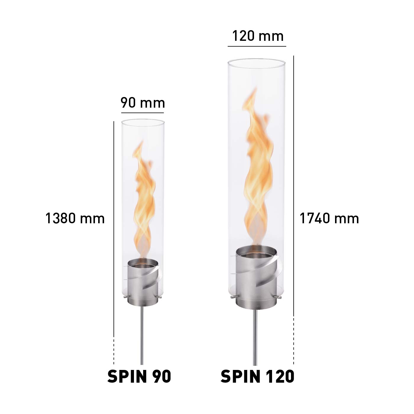 Tuinfakkel SPIN 120, zilver, Höfats