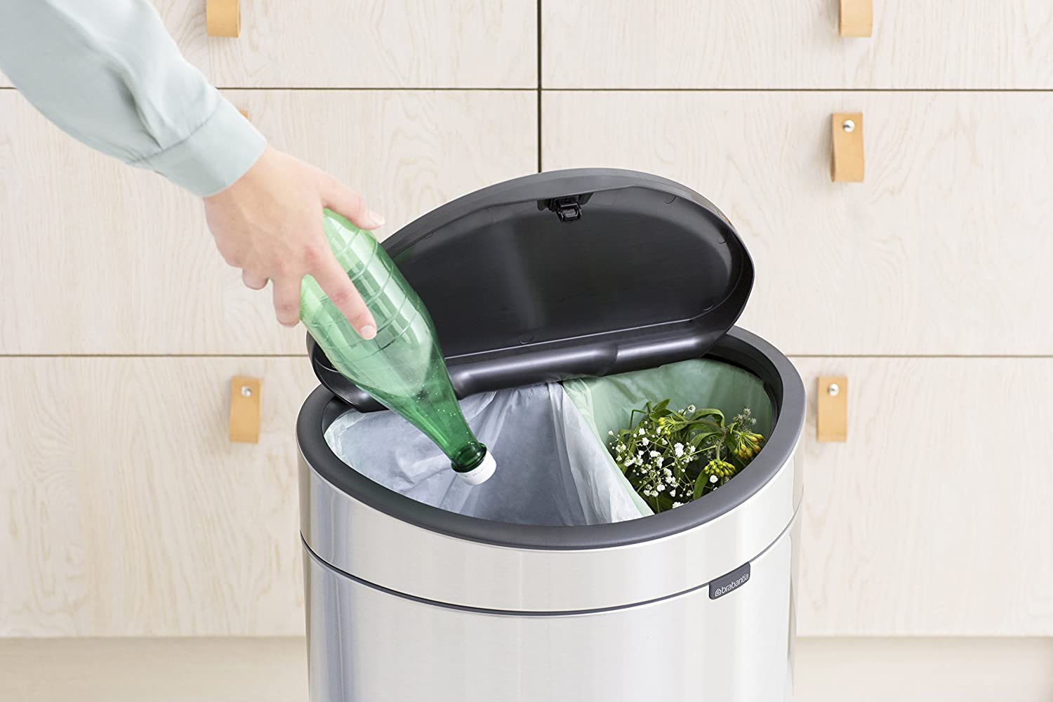 Touch prullenbak TOUCH BIN NEW 23 + 10 l, mat staal, Brabantia