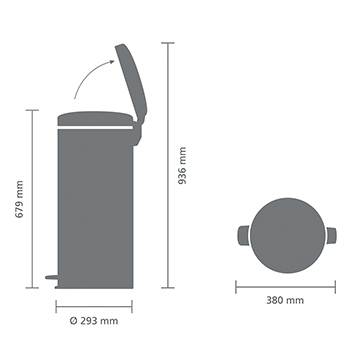 Pedaalemmer NEWICON 30 l, mineraalgrijs, Brabantia