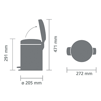 Pedaalemmer NEWICON 5 l, mineraalgrijs, Brabantia