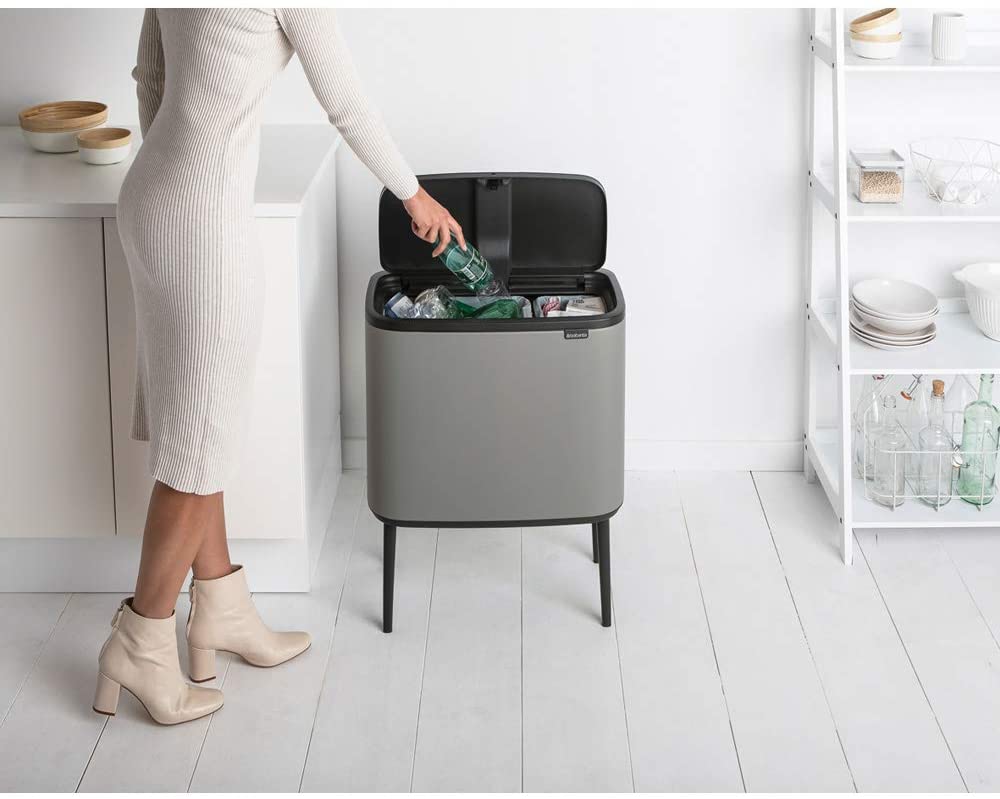 Touch afvalemmer BO TOUCH BIN 11 + 23 l, donkergrijs, Brabantia