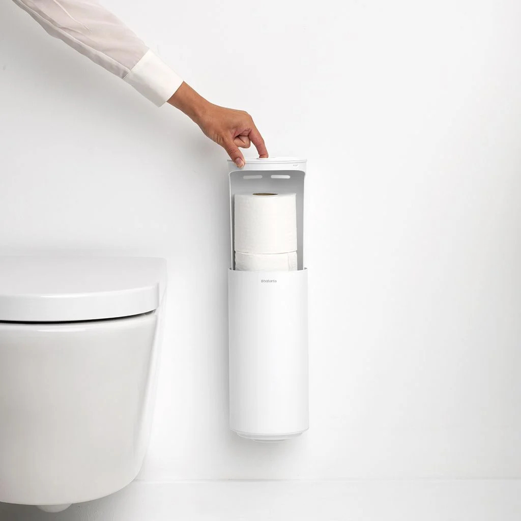 Toiletborstel met houder MINDSET 3 -delig, wandmontage, mineraalwit, Brabantia