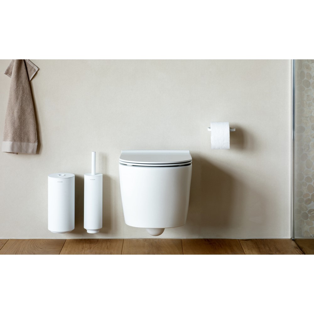 Toiletborstel met houder MINDSET 3 -delig, wandmontage, mineraalwit, Brabantia