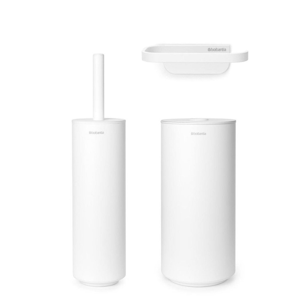 Toiletborstel met houder MINDSET 3 -delig, wandmontage, mineraalwit, Brabantia