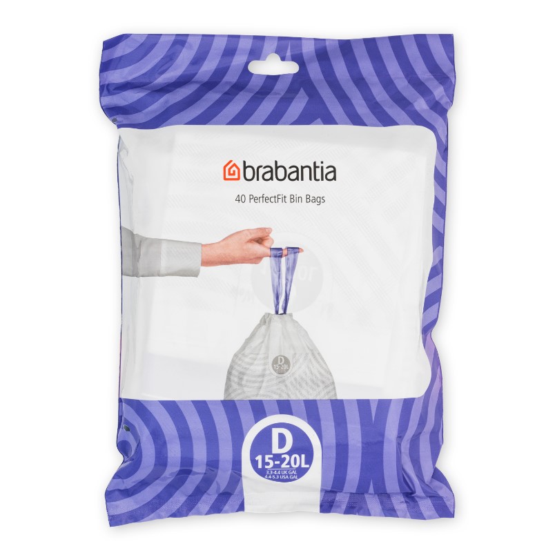 Vuilniszakken D PERFECTFIT 15-20 l, 40 stuks, Brabantia