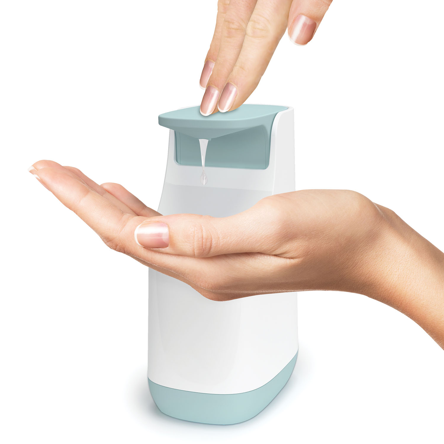 Zeepdispenser SLIM 350 ml, wit en blauw, Joseph Joseph