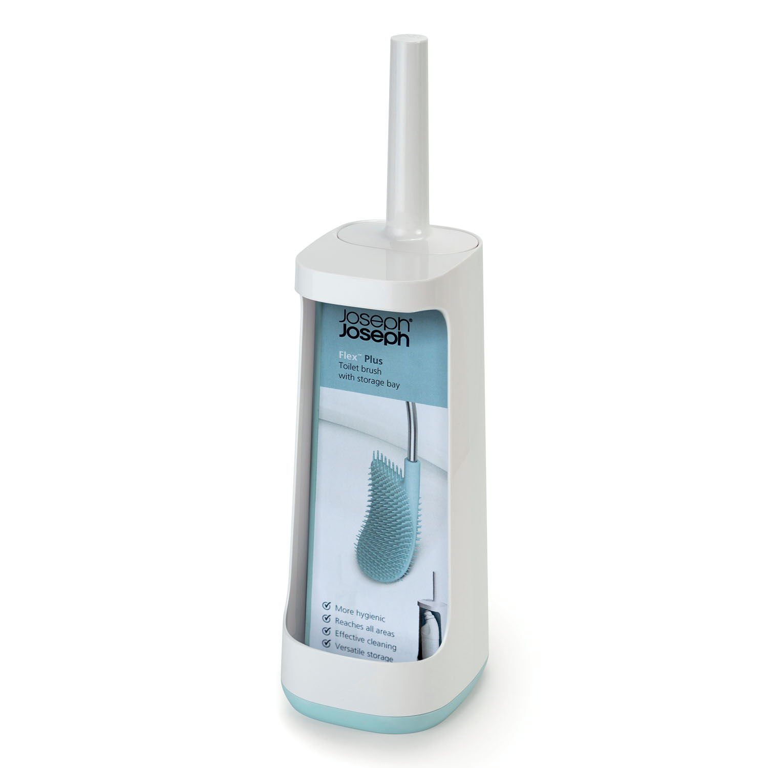 Toiletborstel met houder FLEX PLUS, wit en blauw, Joseph Joseph