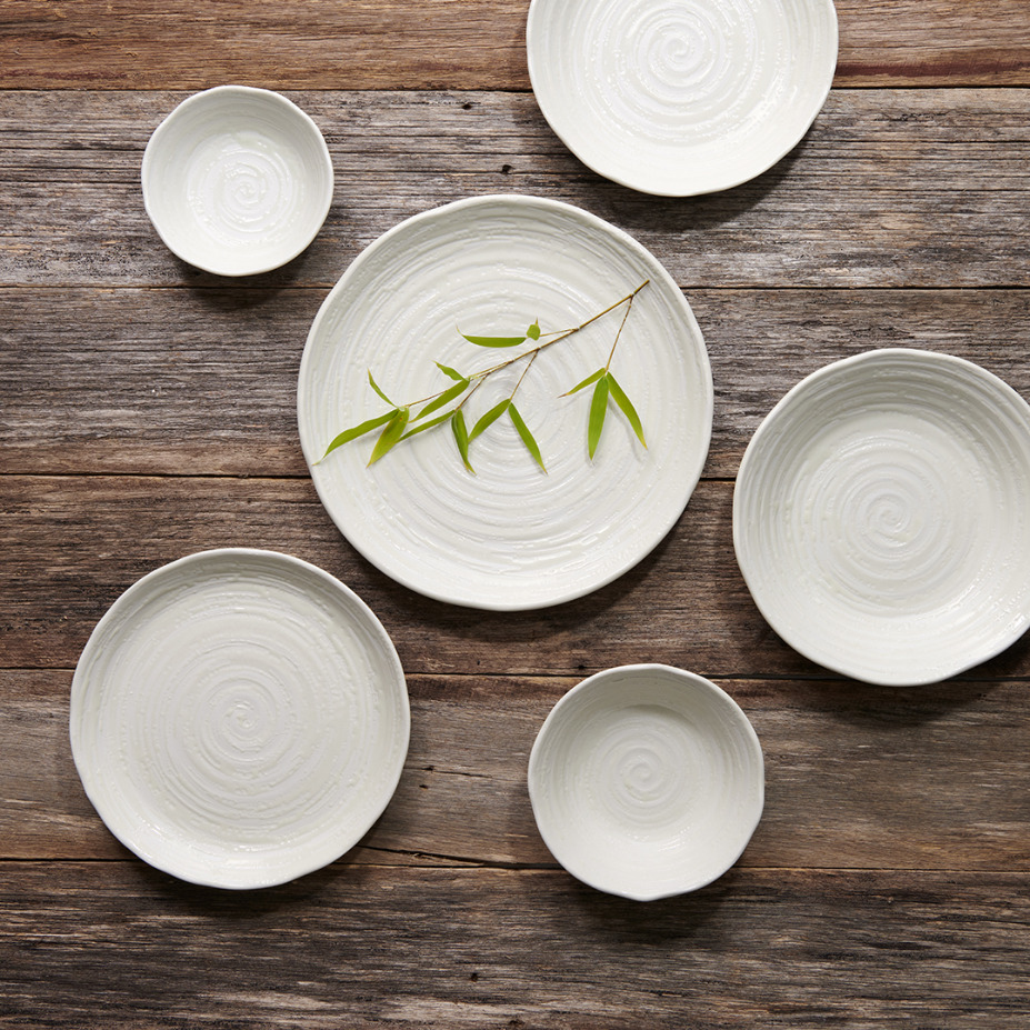 Dineerbord WHITE SPIRAL, 24,5 cm, wit, MIJ