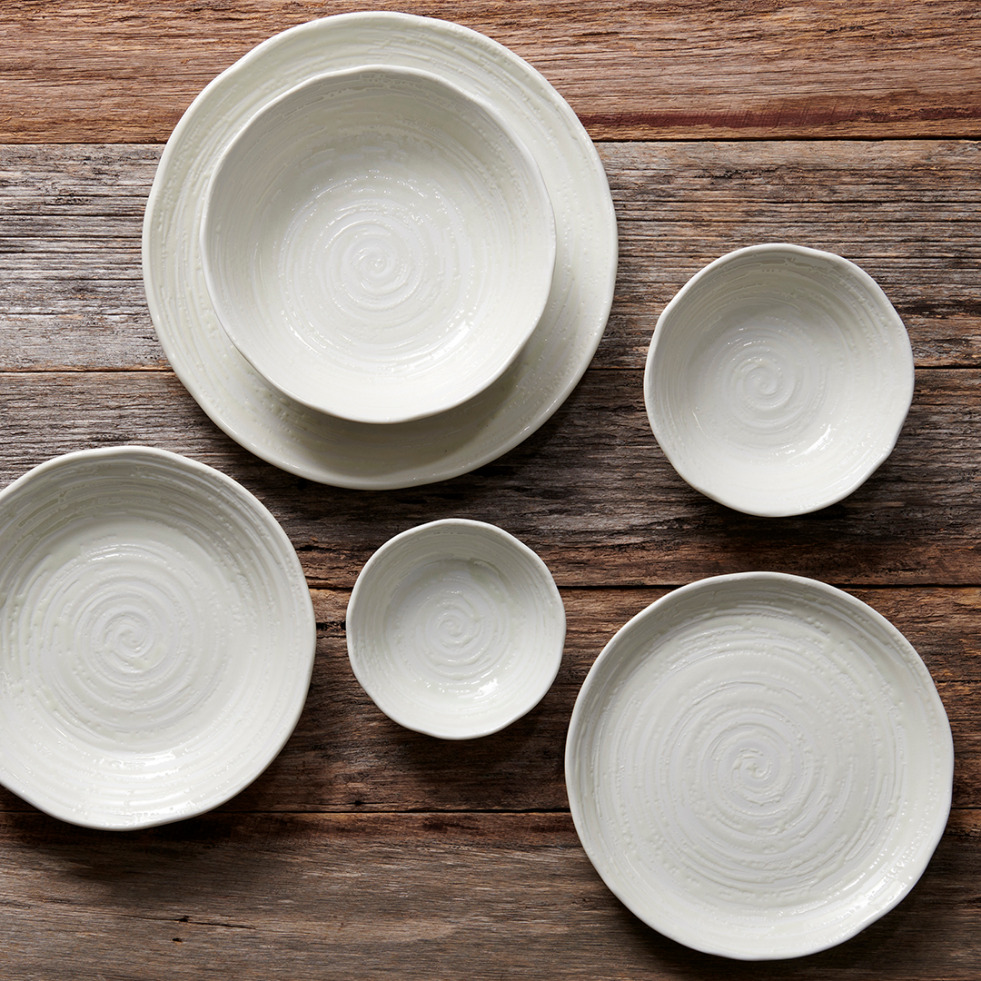 Dineerbord WHITE SPIRAL, 24,5 cm, wit, MIJ