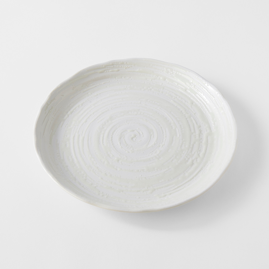Dineerbord WHITE SPIRAL, 24,5 cm, wit, MIJ