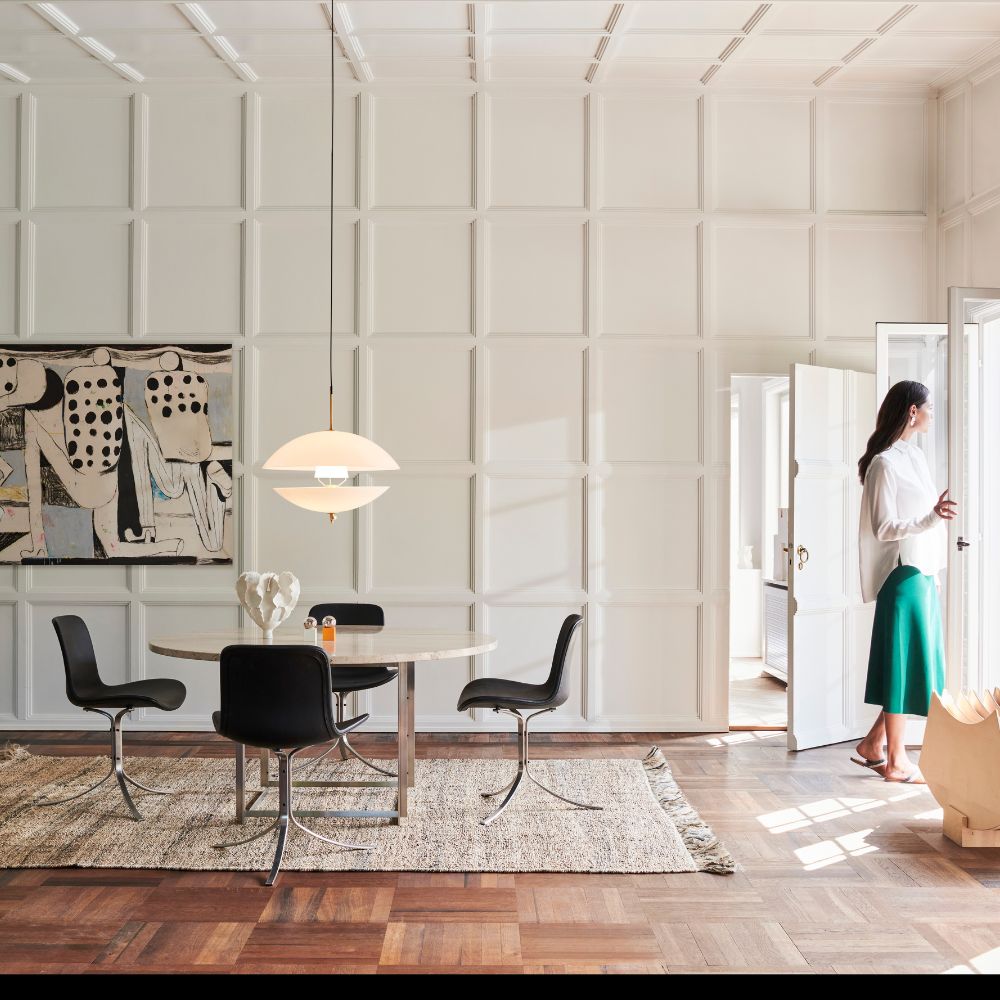 Hanglamp CLAM 44 cm, wit/messing, Fritz Hansen