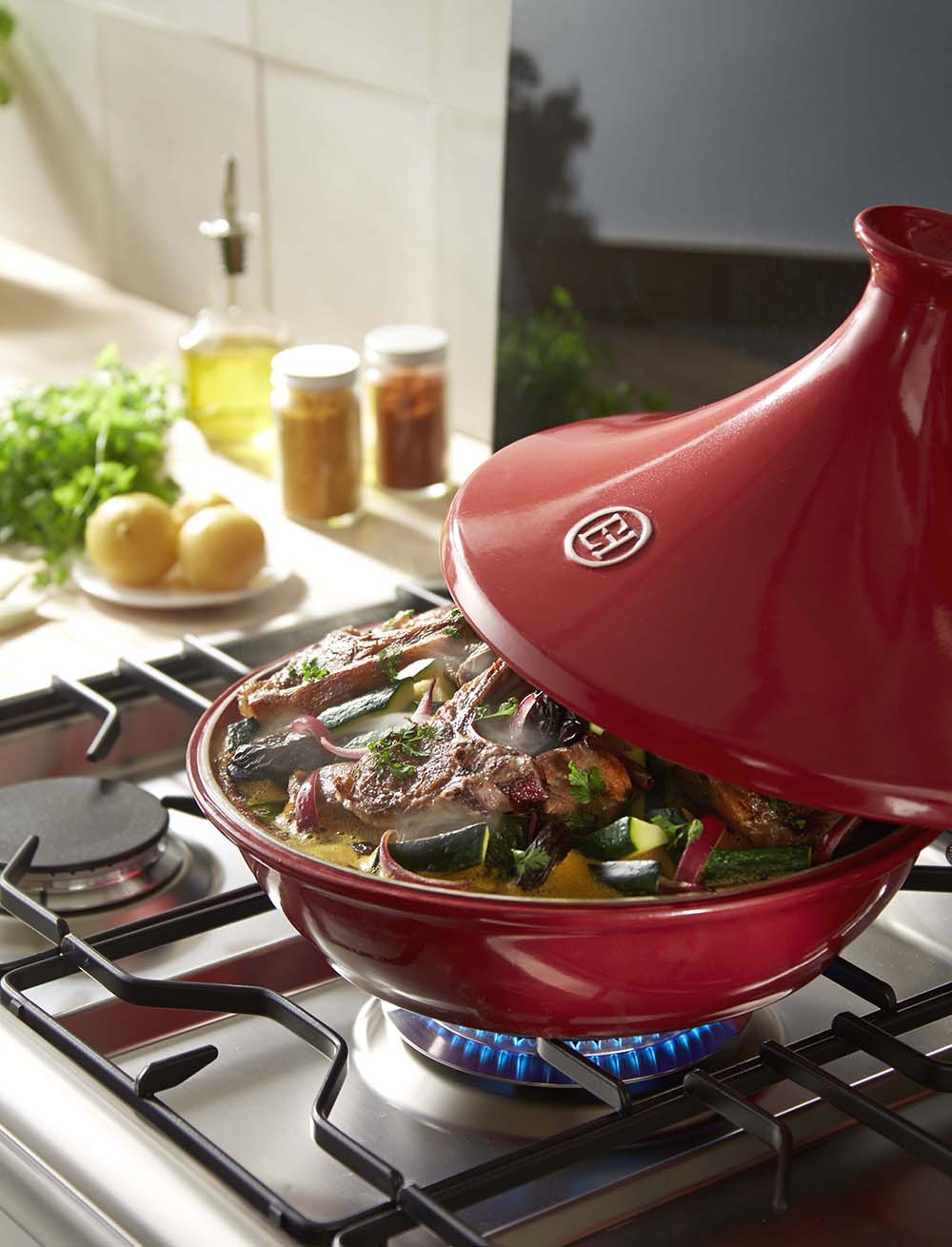Tajine V 2 l antraciet Houtskool Emile Henry