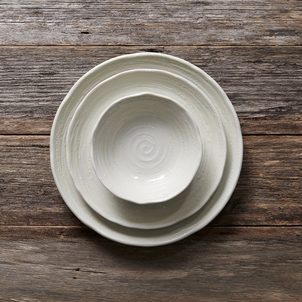 Bord WHITE SPIRAL 21,5 cm, wit, MIJ