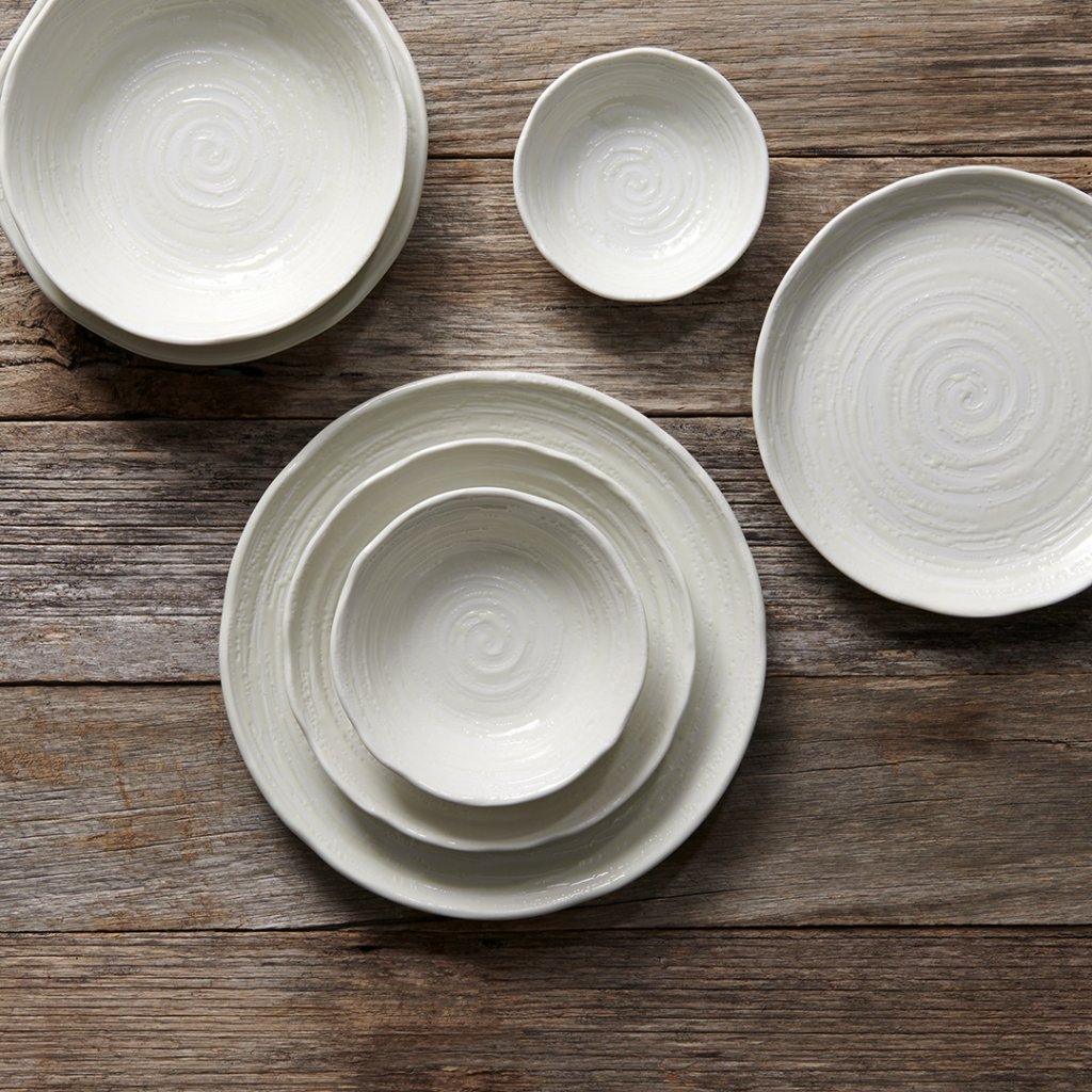 Bord WHITE SPIRAL 21,5 cm, wit, MIJ