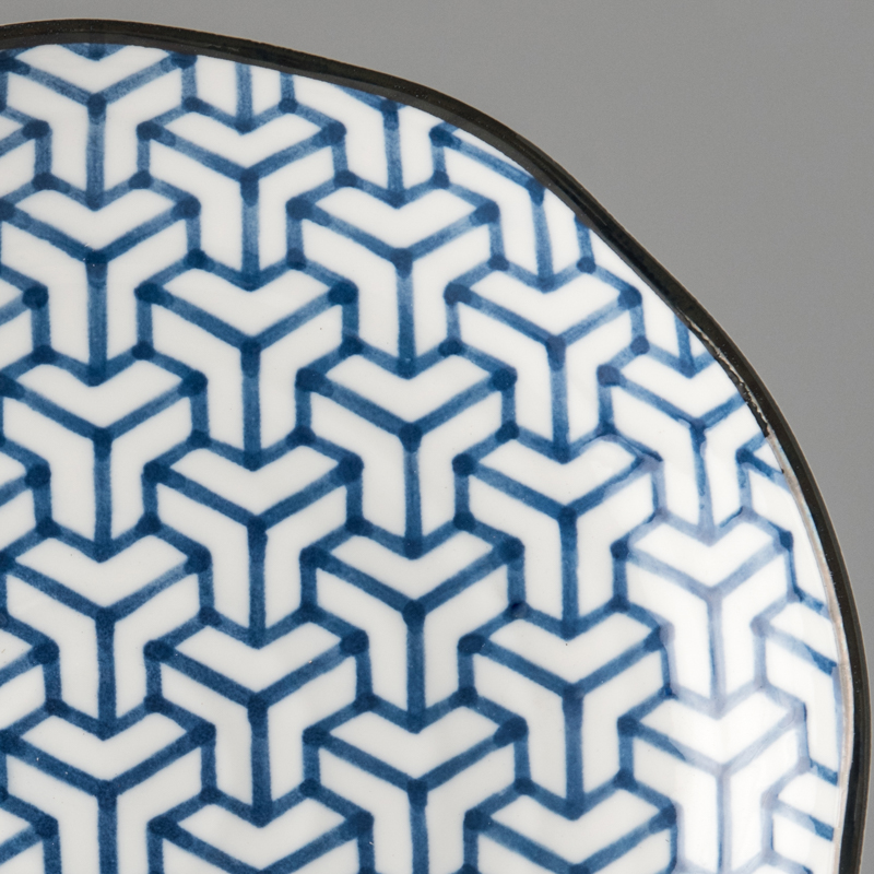 Plat bord HERRINGBONE INDIGO IKAT 23 cm, blauw, MIJ