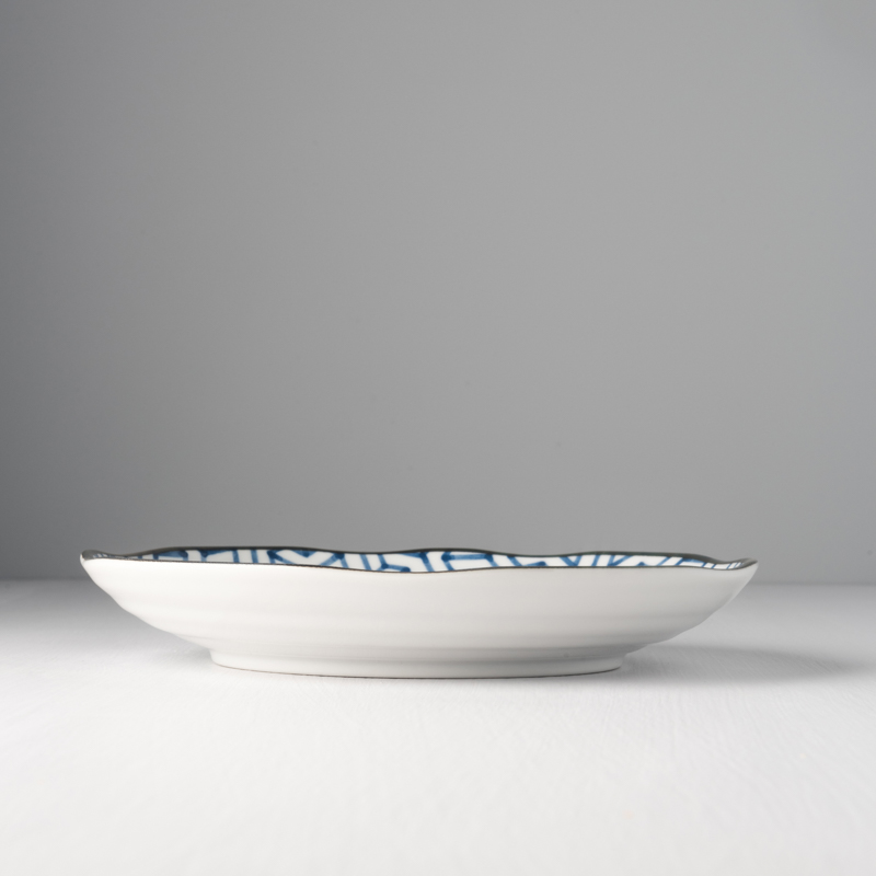 Plat bord HERRINGBONE INDIGO IKAT 23 cm, blauw, MIJ