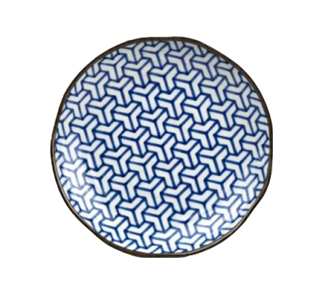 Plat bord HERRINGBONE INDIGO IKAT 23 cm, blauw, MIJ