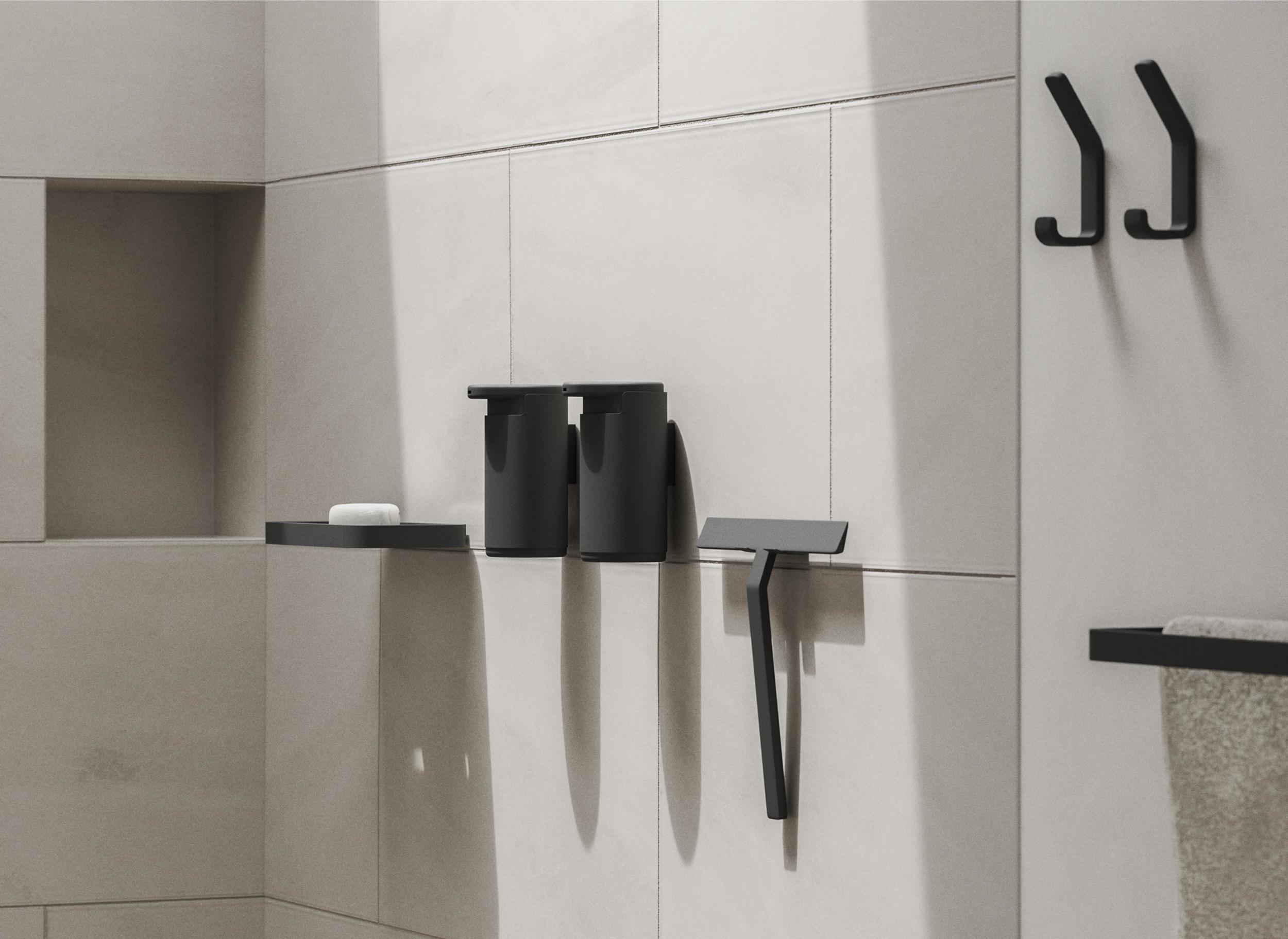 Zeepdispenser RIM 200 ml, wandmontage, zwart, aluminium, Zone Denmark