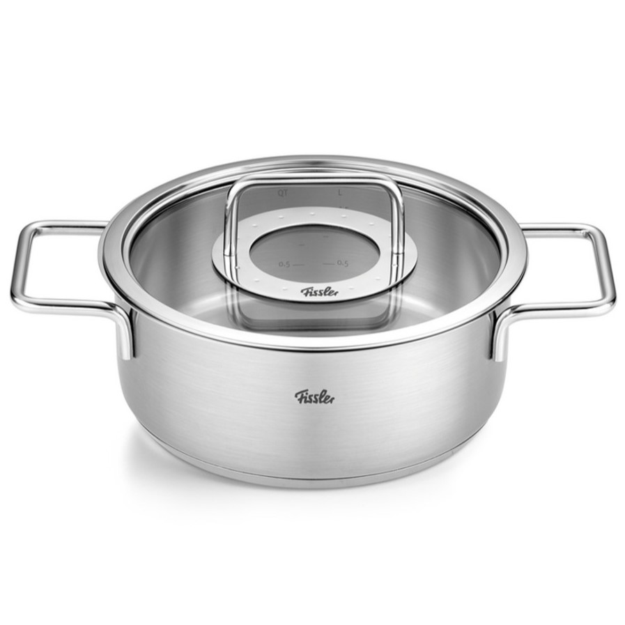 Lage braadpan PURE 24 cm, zilver, roestvrij staal, Fissler
