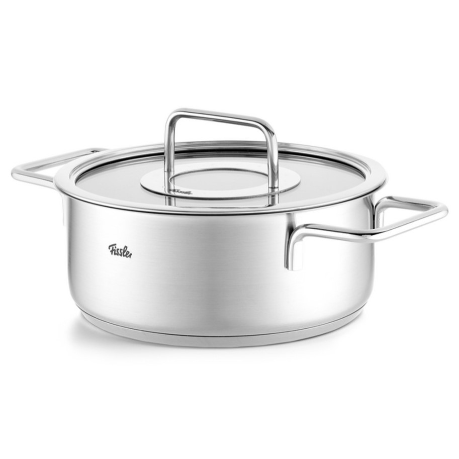 Lage braadpan PURE 20 cm, zilver, roestvrij staal, Fissler