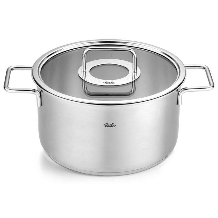 Hoge braadpan PURE 24 cm, zilver, roestvrij staal, Fissler