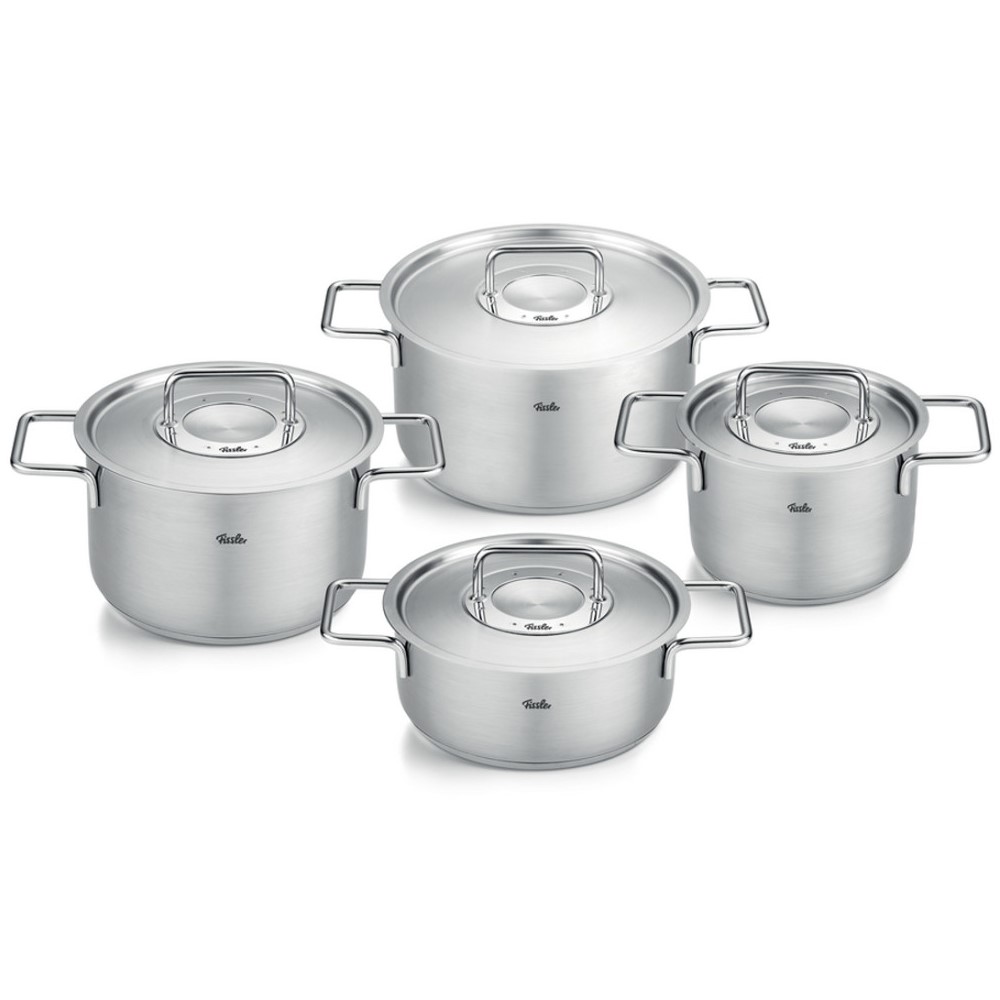Pannenset PURE, 4-delig, zilver, roestvrij staal, Fissler