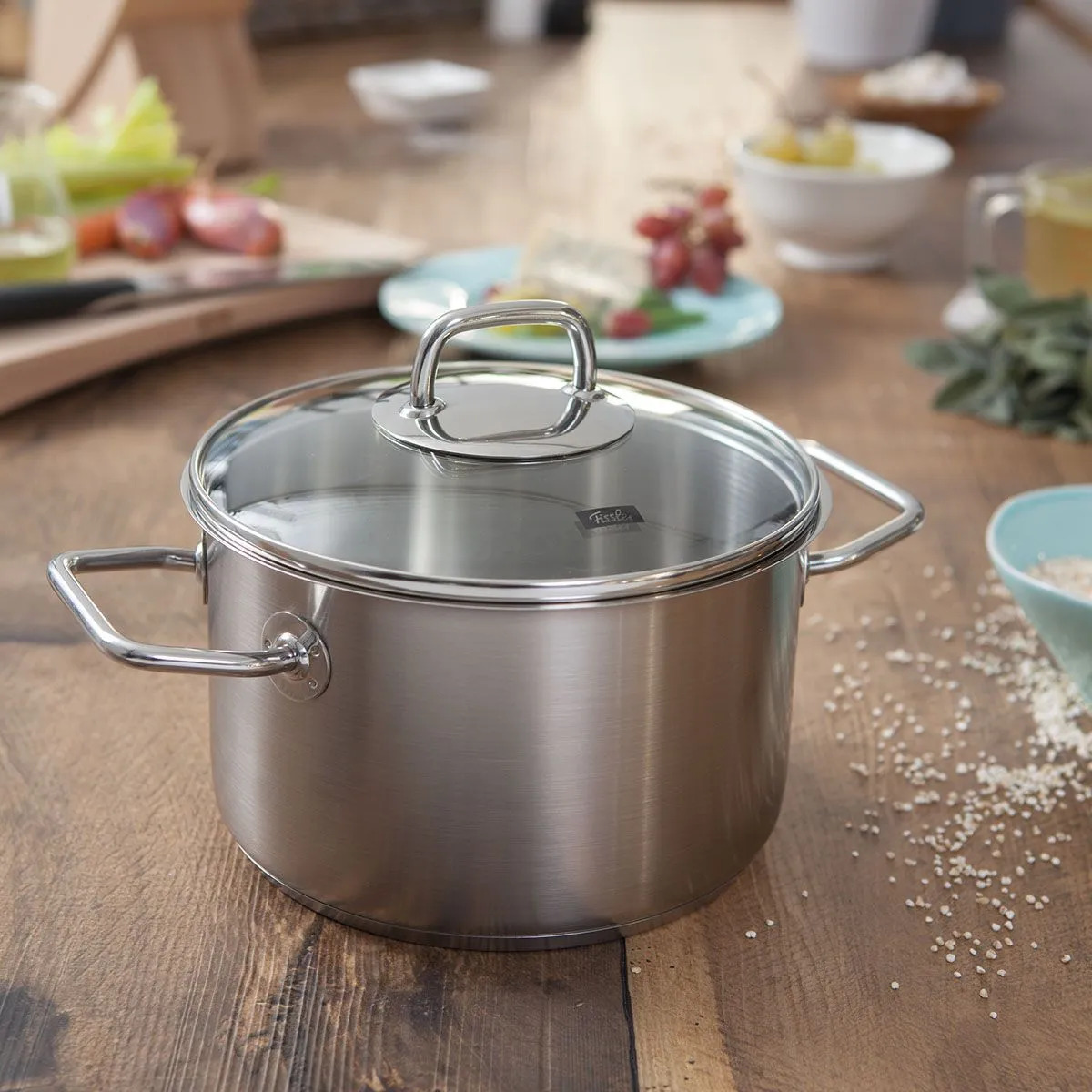 Hoge braadpan VISEO 24 cm, zilver, roestvrij staal, Fissler