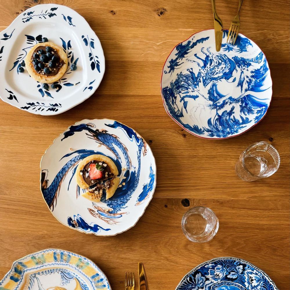 Dineerbord DIESEL CLASSICS ON ACID ENGLISH DELFT 28 cm, wit, porselein, Seletti