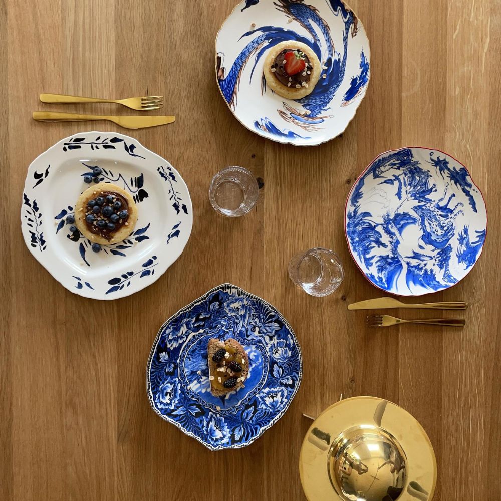 Dineerbord DIESEL CLASSICS ON ACID ENGLISH DELFT 28 cm, wit, porselein, Seletti