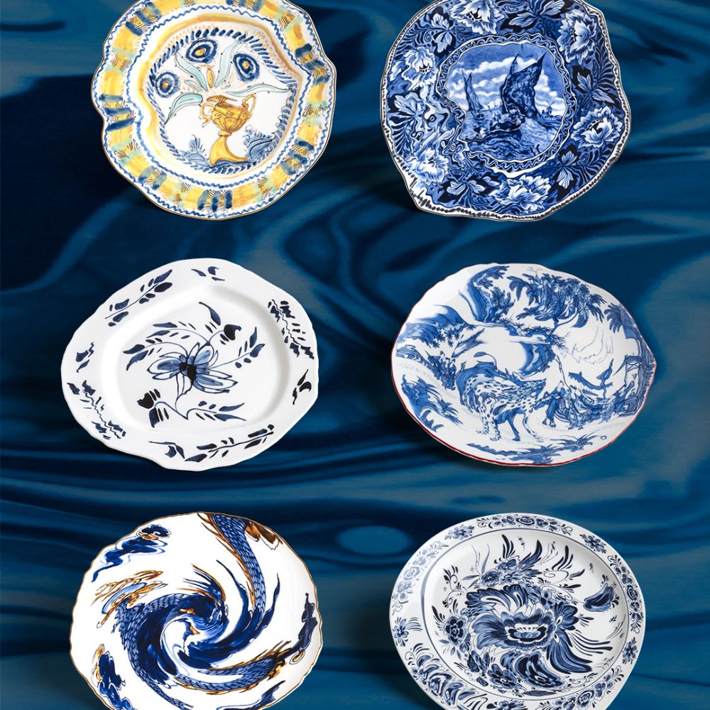 Dineerbord DIESEL CLASSICS ON ACID ENGLISH DELFT 28 cm, wit, porselein, Seletti