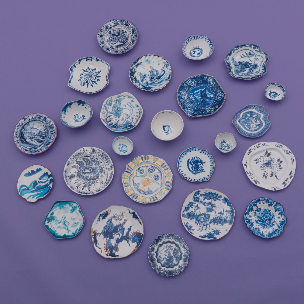 Dineerbord DIESEL CLASSICS ON ACID IMARI DRAGON 28 cm, blauw, porselein, Seletti
