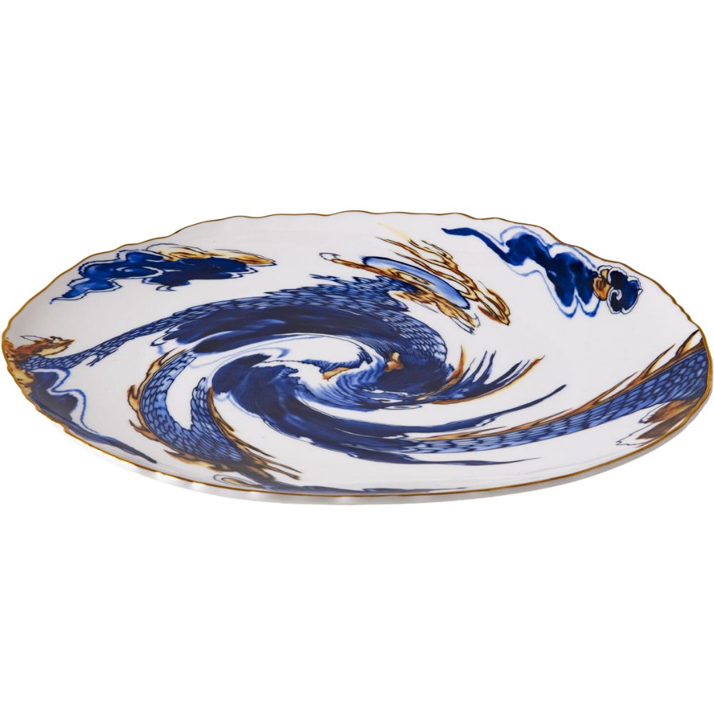 Dineerbord DIESEL CLASSICS ON ACID IMARI DRAGON 28 cm, blauw, porselein, Seletti