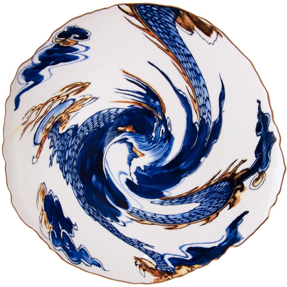 Dineerbord DIESEL CLASSICS ON ACID IMARI DRAGON 28 cm, blauw, porselein, Seletti