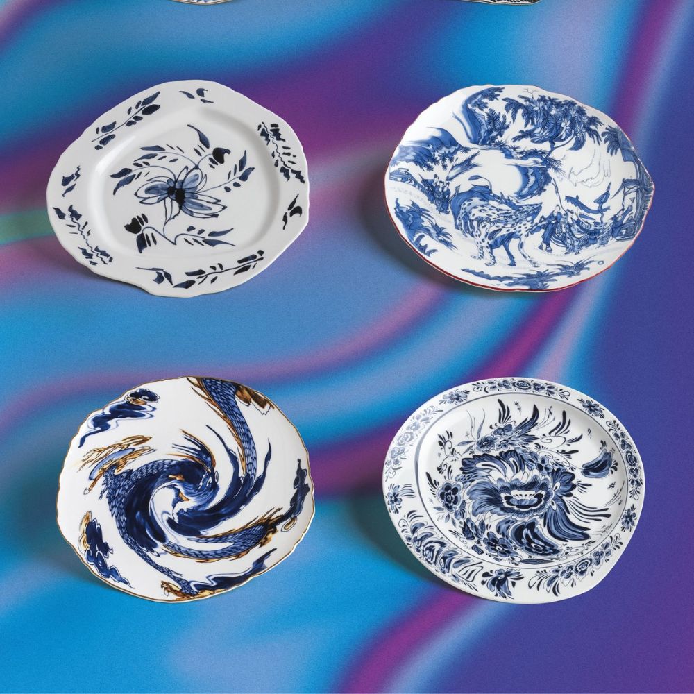 Dineerbord DIESEL CLASSICS ON ACID HOLLANDIA FLOWERS 28 cm, blauw, porselein, Seletti