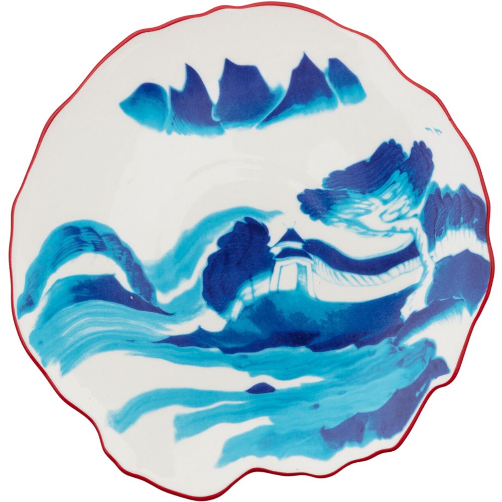 Dessertbord DIESEL CLASSICS ON ACID MELTING LANDSCAPE 21 cm, blauw, porselein, Seletti
